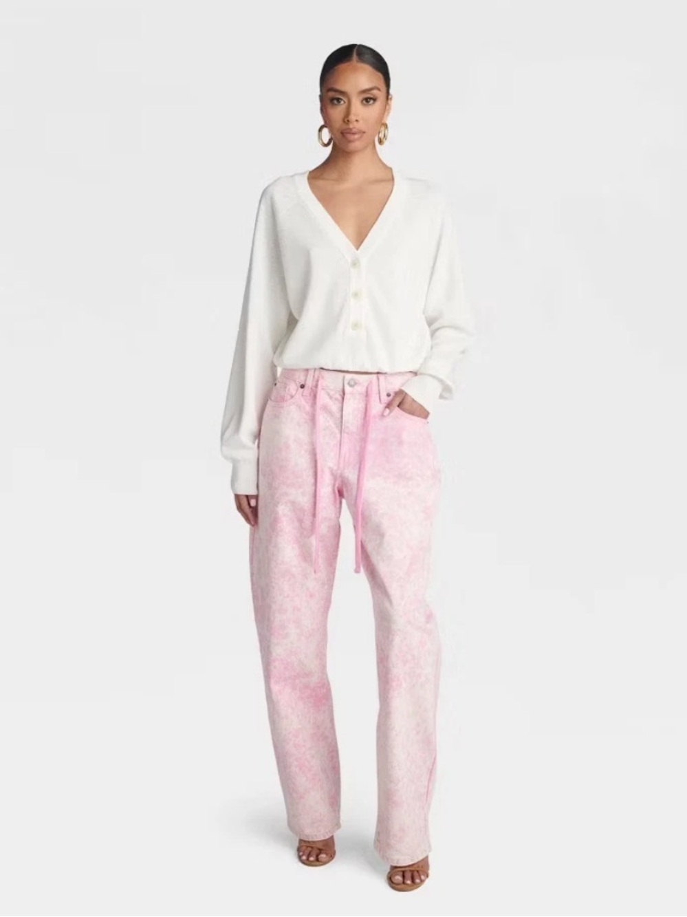 🌻NEW w/tag KBB by Kahlana Pink/White The Lynnox Barrel Leg Jeans PLUS Size 26